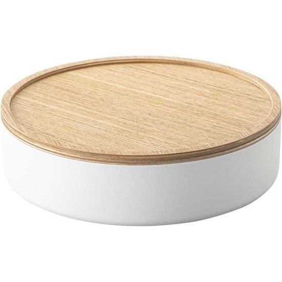 5801 Rin Boîte De Rangement Ronde En Acier Et Bois Avec Couvercle ...