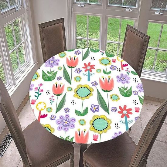 3D Protège Table Elastiqué Rond Nappe Anti-Taches Pour La Maison Patio ...