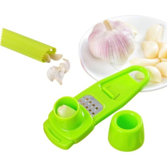 Éplucheur Et Râpe à Ail En Silicone Et Acier - Presse-ail Pratique, épluchage Sans Contact, Pas D'odeur Sur Les Mains