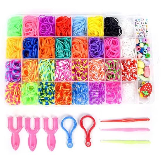 Kit Complet élastiques à Bracelets - 12750 Pièces, 28 Couleurs, Avec Perles, Pinces Et Boîte De Rangement, Idéal Pour Créations DIY Enfants