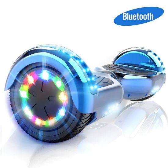 Colorway Scooter 2 Roues Auto-équilibre Bleu Chrome Gyropode Bluetooth 6.5Pouces-700W-Roues LED-Pour Adulte et Enfant