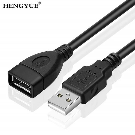 Rallonge USB 2 Mètres KiwiBird - Câble Mâle/femelle Pour Charge Et Données - Compatible PC, PS5, Imprimante, Clavier - Tressé Nylon, Charge Jusqu'à 1,5A