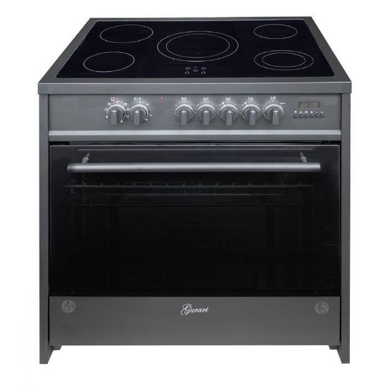 Cuisinière électrique 90 Cm Gurari – Double Four, Plan Vitrocéramique 5 Zones – Finition Noire, Fabrication Allemande