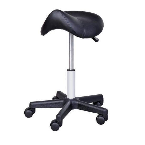 Tabouret de massage - HOMCOM - Selle ergonomique pivotante - Hauteur réglable - Revêtement synthétique noir