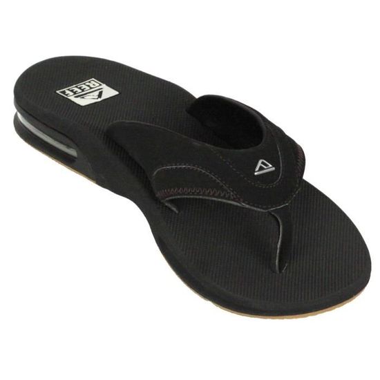 Tongs Reef Fanning II Pour Homme - Gris Noir - Taille Moyenne (D, M) - Neuf Avec Emballage