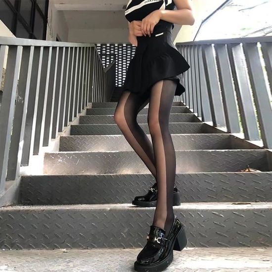 Bleu ciel Collant noir Sexy en resille pour femmes collant transparent sans couture bas gothique Streetwea Bleu ciel Cdiscount Chaussures
