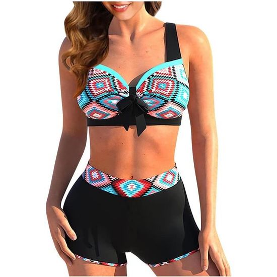 Maillot de Bain Femme 2 Pieces Shorty Bikini Ensembles Bikini Taille Haute Rembourre Maillots de Bain couleurs multiples Couleurs multiples Cdiscount Pret a Porter