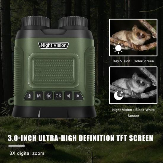 Jumelles Vision Nocturne Infrarouge CamZeste - 4K, 48MP, Zoom 8x, Portée 300m, Rechargeable, Carte 32GB Incluse