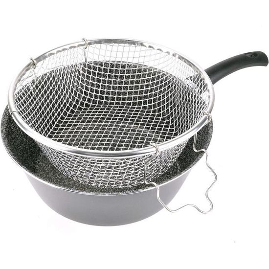 PARACITY Friteuse 3L Inox Avec Panier Passoire Et Couvercle Transparent - Poêle à Frire Anti-Brûlure En Acier Inoxydable 304, Parfaite Pour Frites, Poisson Et Poulet