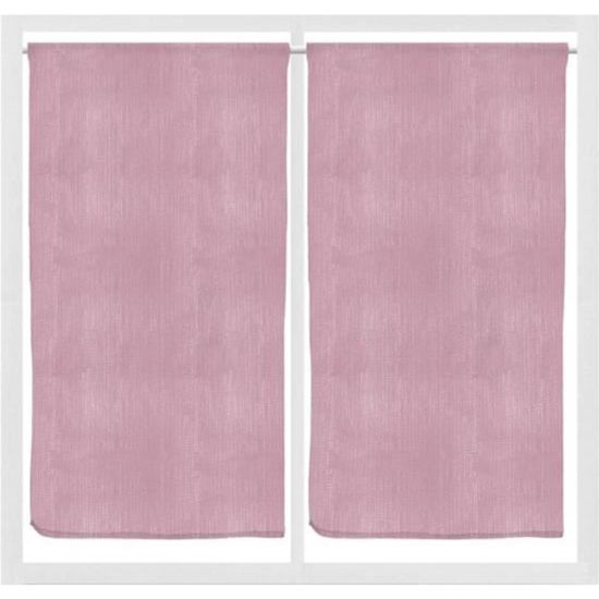 Paire de rideaux brise-bise 45x90 cm CATHY Rose - Cdiscount Maison