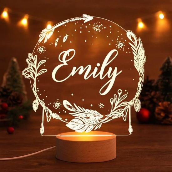 Lampe Murale Lion Bois Gravé Prénom Personnalisable Chambre Bébé Lampe LED Murale Lion Personnalisée - Veilleuse Bois Gravé Avec Prénom Pour Chambre Enfant Idée Cadeau Naissance Anniversaire