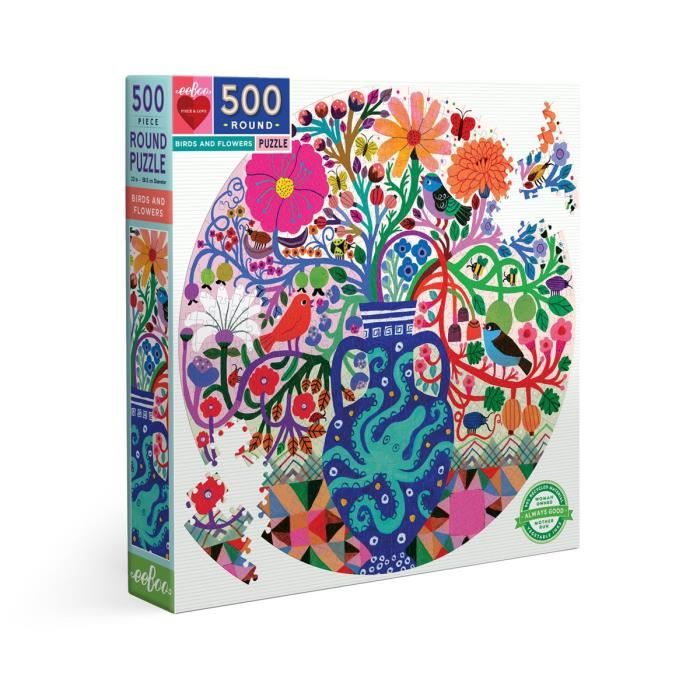 EEBOO - Puzzle carton adulte 500 pieces BIRDS AND FLOWERS - Multicolore
