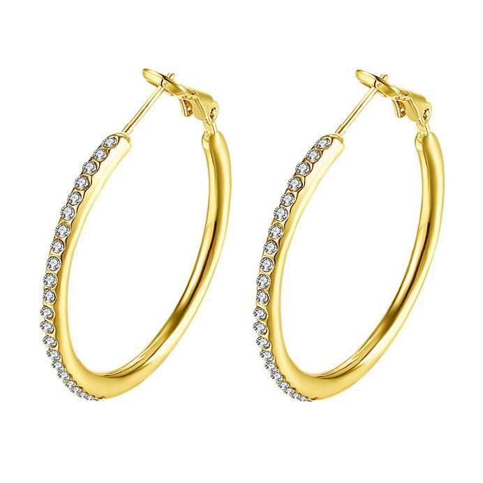 Boucles d'Oreilles Créoles avec Cristaux Autrichiens. Baignées dans l'Or. Marque 2SPLENDID® Magnifique Boîte cadeau offerte