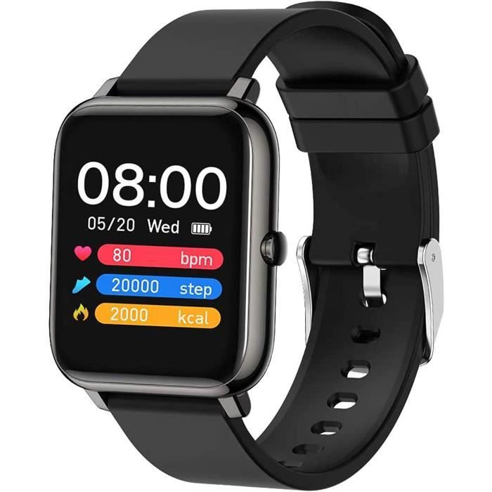 Montre connectée Smartwatch Cadiofréquencemètre Moniteur de Sommeil Pression Artérielle Compatible Android iOS pour Homme Femme Mont