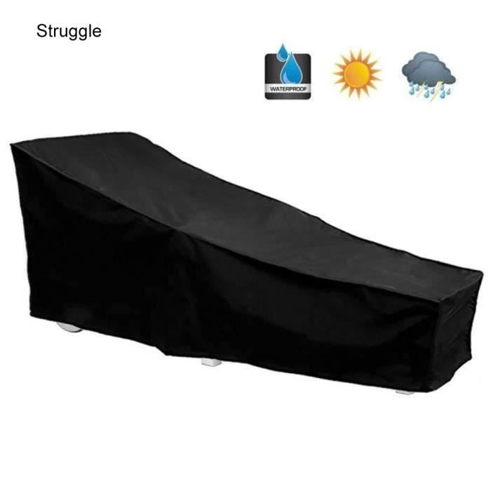Housse Bain de Soleil Chaise Longue Jardin Terrasse, Couverture Protection Bâche Bain de Soleil Chaise Longue 208 x 79 x 76cm, Noir