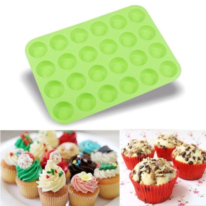 24 Cavité Mini Muffin Silicone Savon Cookies Gâteau Ustensiles de Cuisson Pan Plateau Moule @qw392