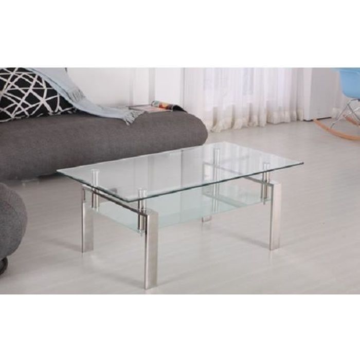 Table Basse Moderne et Design Verre et Inox TAVOLINI