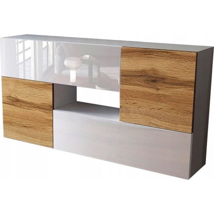 Ensemble de 4 meubles suspendus blanc/ blanc/ chêne wotan