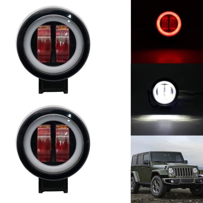 2pc red -1-2 Pcs 3 Pouces 40W Étanche LED Ronde Yeux D'ANGE Barre Lumineuse 12V 24V 6500K BLANC blueFor moto Offroad A Mené La Lu