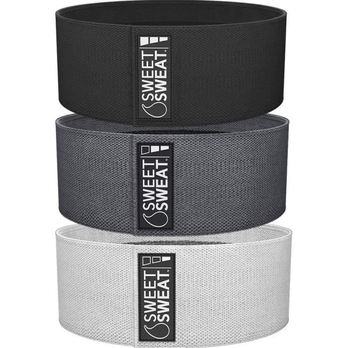 Sweet Sweat Bandes de hanche avec 3 niveaux de résistance - Tissu antidérapant pour squats et fentes - Sac de transport en maill358