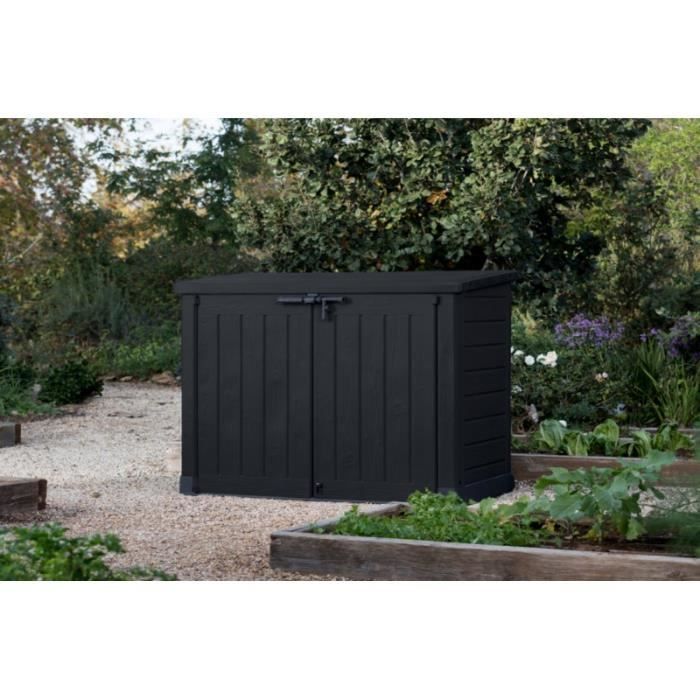 Coffre en résine Multifonction toit plat 1200L-ANTHRACITE