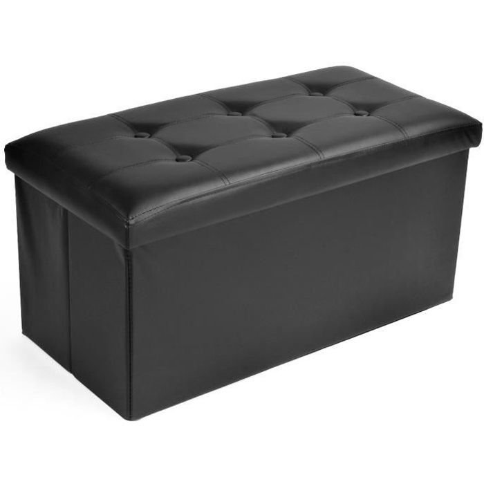 Banc Pouf Coffre de Rangement Pliable Cube Tabouret Siège - Peut supporter jusqu'à 300 kg Noir 76 x 38 x 38 cm