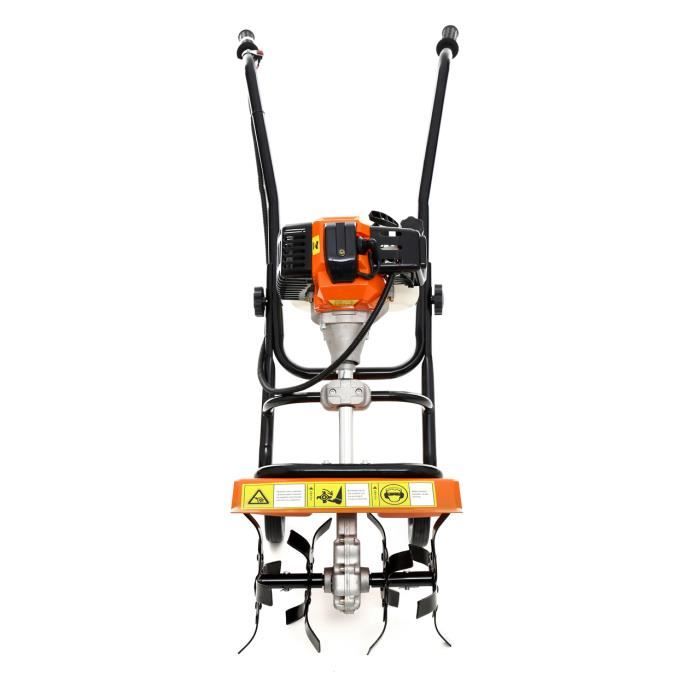 DCRAFT - Motobineuse à essence 52 cm³ puissance: 3,8KW - Outil jardinage thérmique - Fraises robustes - Régime: 6500 tours/ min -