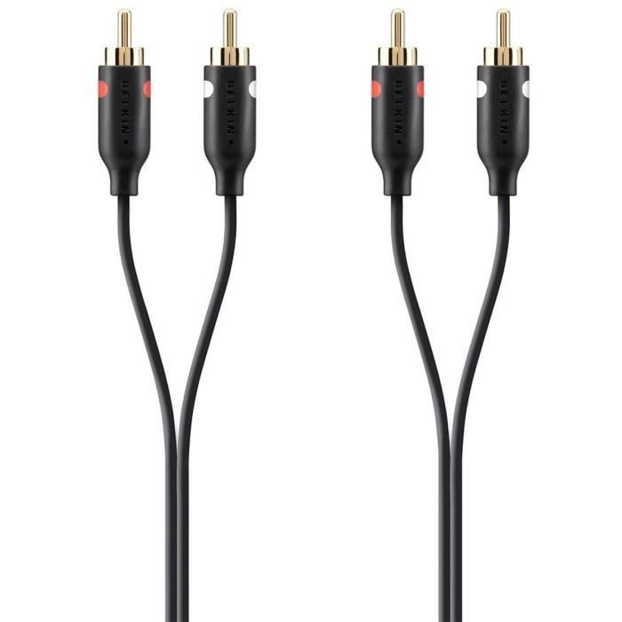BELKIN Câble audio 2 x RCA 2 m - Connecteurs M Plaqués - Noir/Or