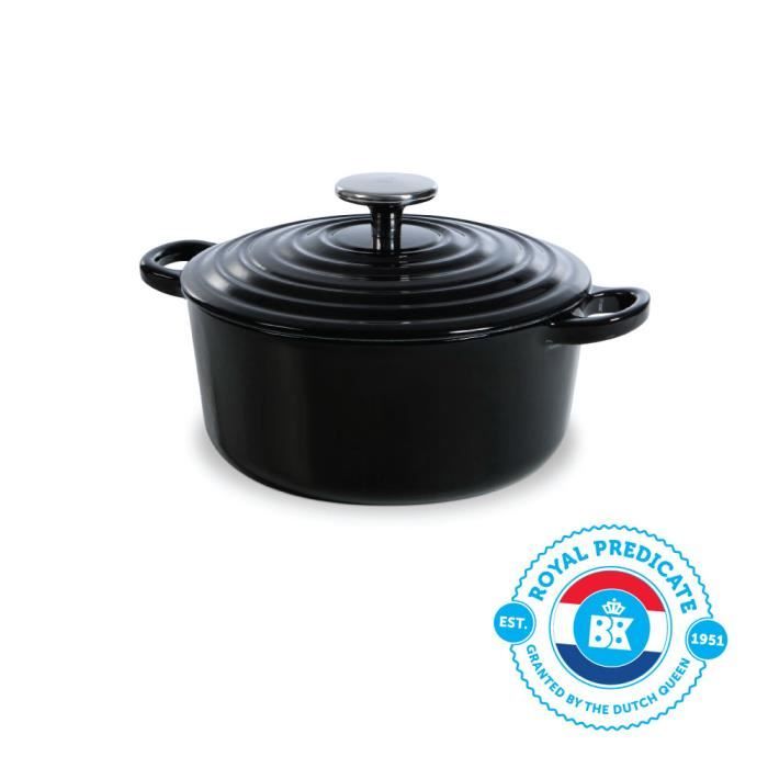 BK Cookware H6071.520 BK Bourgogne Cocotte en Fonte Ronde - 20 cm - 2.5L - Revêtement émaillé - Couvercle avec Anneaux