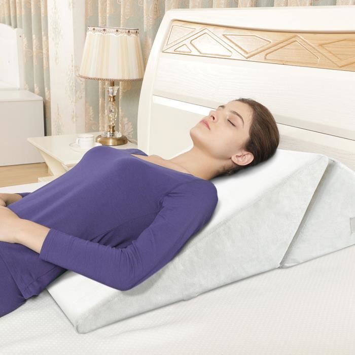 DREAMADE Oreiller Triangulaire,Coussin Cale Dos avec Housse Souple,Oreiller Traversin Mousse à Mémoire avec Poignée,pour Lit,Canapé