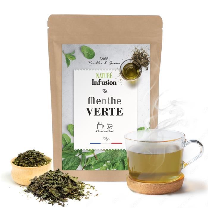 Menthe Verte Supérieur - Feuille de menthe en vrac pour infusion, tisane, thé aromatisé ou glacé - Cure Detox Drainante - 100 gr