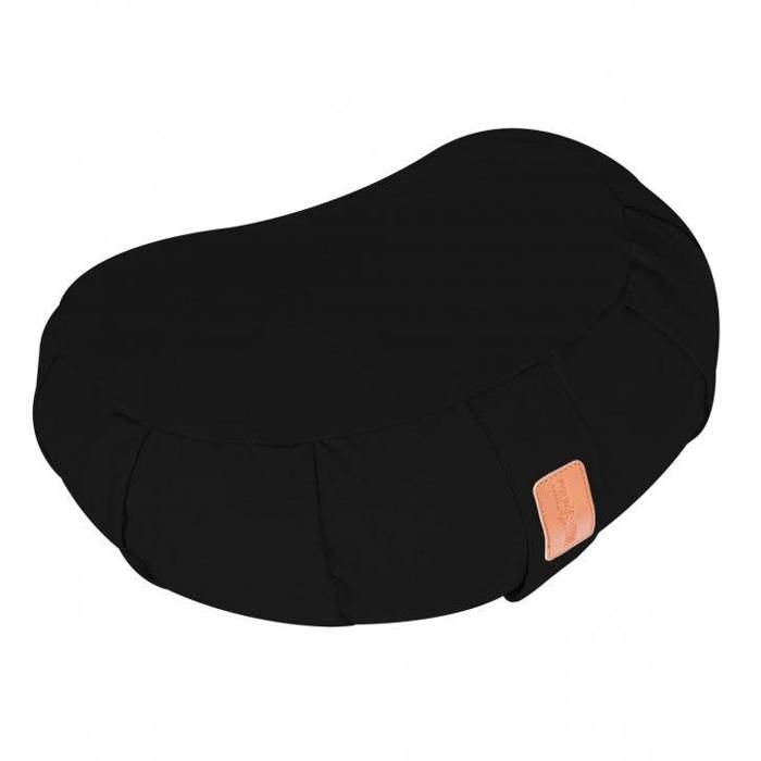 Coussin de méditation demi-lune noir - Hauteur d'assise : 19 cm - Coussin de yoga avec rembourrage en balles d'épeautre