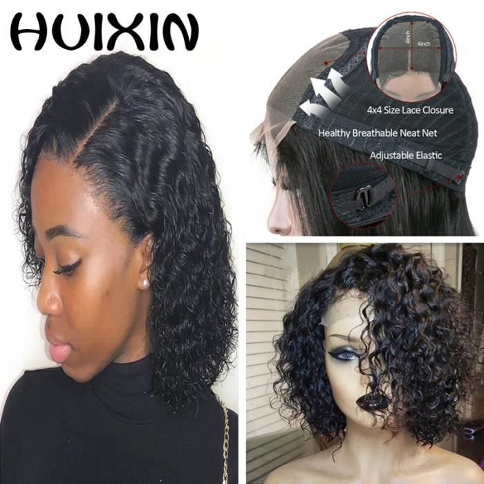 4*4 Lace closure wig cheveux humains Perruques Malaisienne cheveux 12pouce