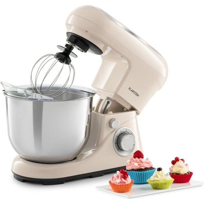 Robot pâtissier - Klarstein - 1300 W - Robot cuisine - Bol 5 L - 6 vitesses - Robot multifonction - Crème