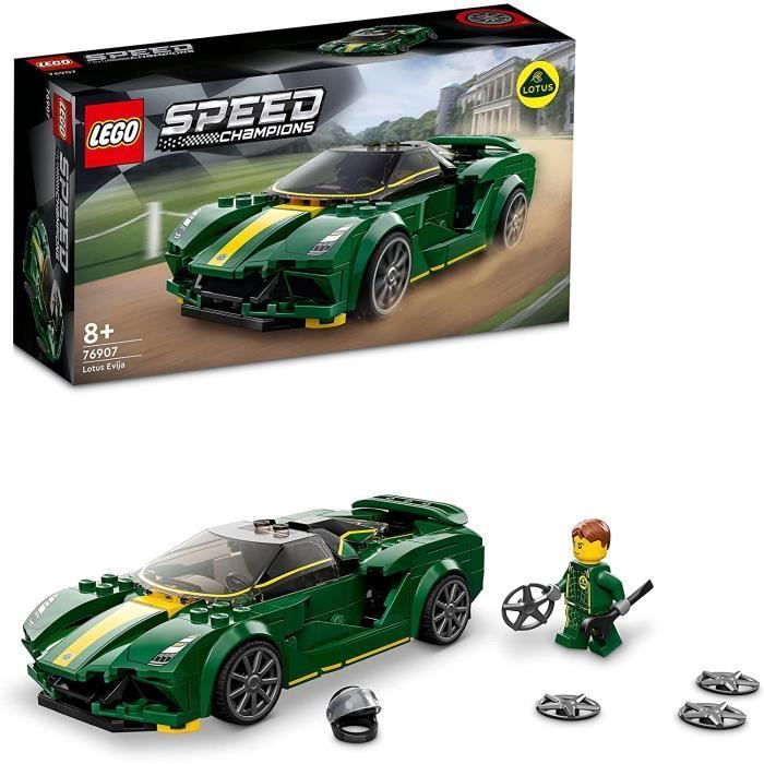 LEGO 76907 Speed Champions Lotus Evija, Voiture de Sport Jouet , Reduit avec Minifigure de Pilote de Course, Jouet pour Enfan