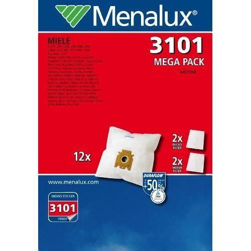 Menalux 3101 MP 12 sacs aspirateur avec 2 micro filtres