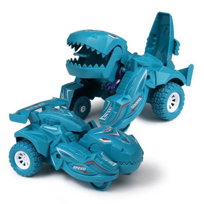 RMEGA Voiture de transformation de dinosaure, voiture jouet pour enfants à roue libre, jouet en forme de dinosaure modèle, bleu