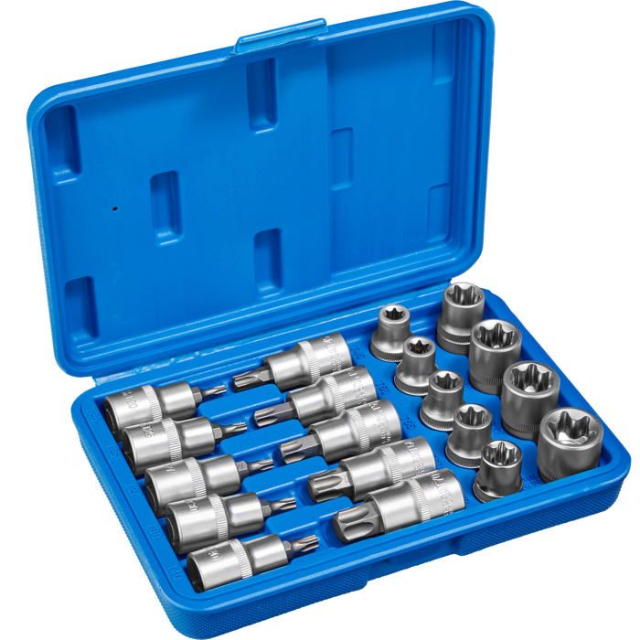 TECTAKE Coffret à outils 19 Pièces Embouts + Douilles Torx Acier Chrome Vanadium