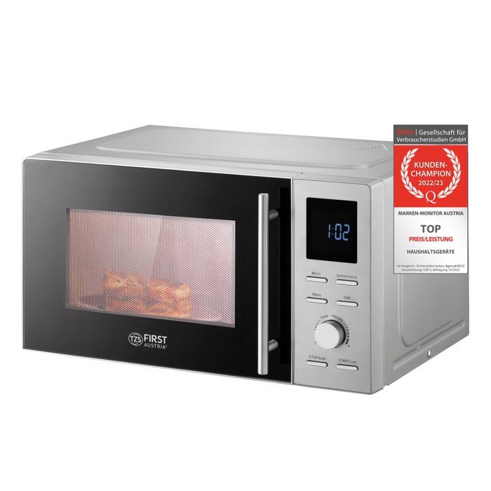 TZS First Austria Four à Micro-Ondes Puissant 1400 W, Grill 1000 W, Capacité 25 L, Plateau 27 cm, 5 Niveaux de chaleur, 9 Programmes