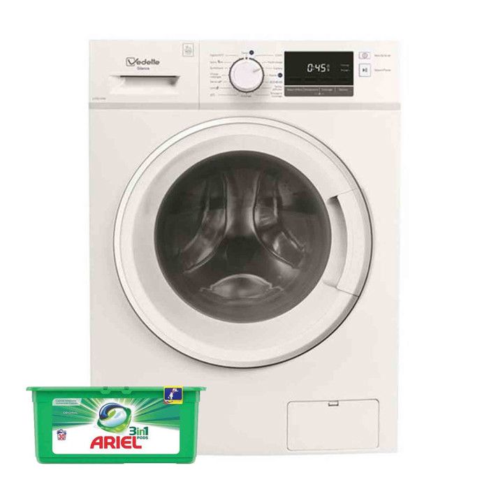 VEDETTE Lave-linge frontal 9kg 1400trs/min Moteur Induction Machine à laver hublot 56 Blanc