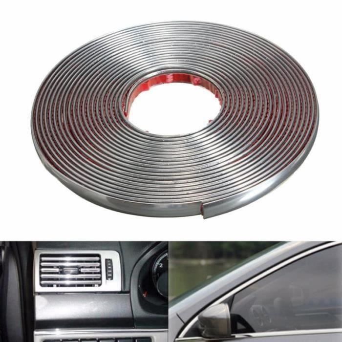 BT01324-12mm x 8M Voiture Protecteur Bande Chrome Adhésif Autocollant Tuning Strip Déco