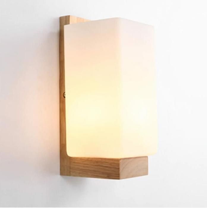 Applique Murale Lampe Murale Scandinave en Bois Style Simpe pour Chevet Salon Escalier Couloir
