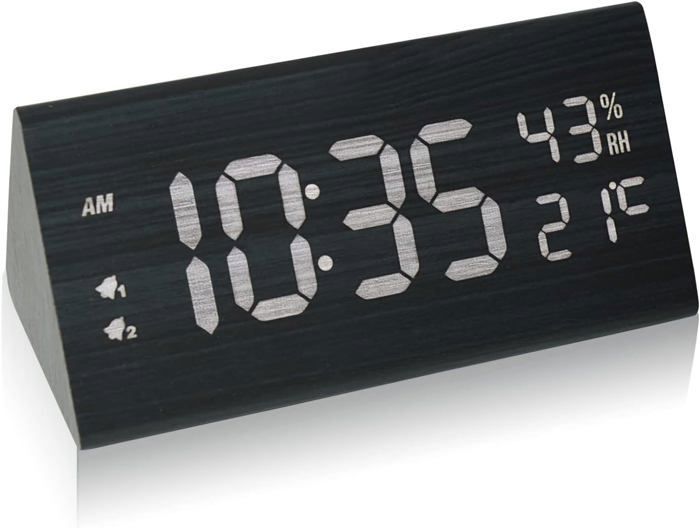Réveil Numérique LED – Horloge De Chevet Avec Affichage Température, Répétition, Luminosité Réglable, Alimentation USB
