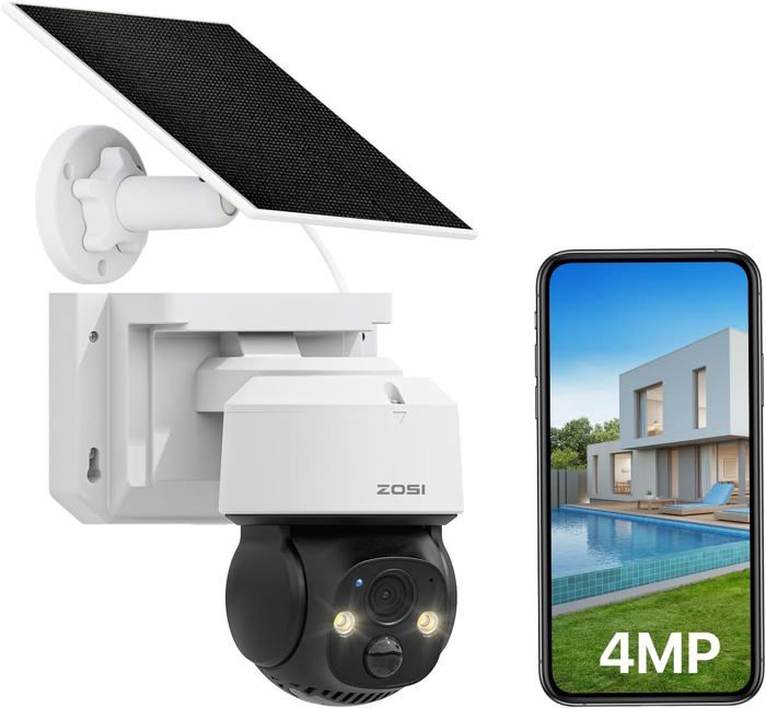 ZOSI 2.5K Caméra Batterie Extérieure WiFi sans Fil, PT Vue 360°Détection Personne/Véhicule Audio Bidirectionnel Alarme Intelligente