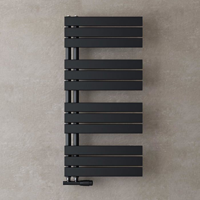 Sogood Radiateur de Salle de Bain Sèche-Serviette 104x50cm Radiateur à Eau Chaude ou Électrique Gris Noir Sèche-Serviettes Design