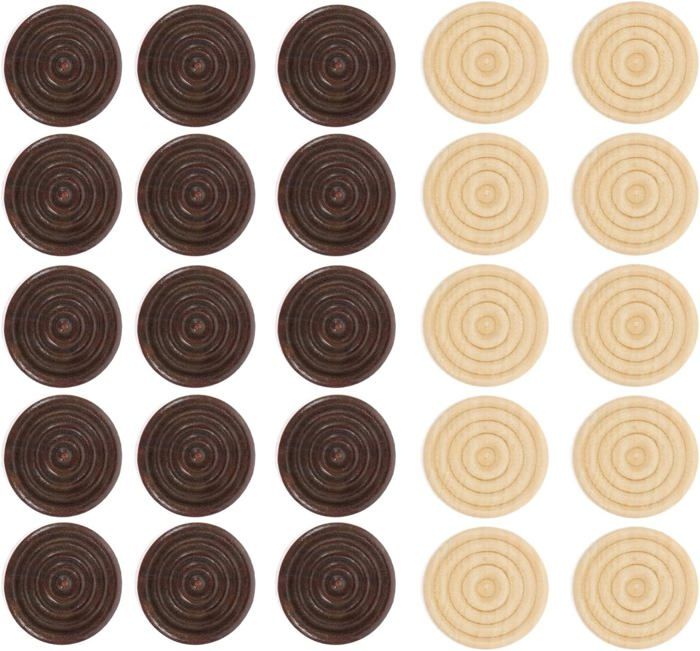 JAONLD 80 Pièces Jeux De Dames Pièces De Jeu De Société Et 5 Pièces Dés Apportez Un Sac,Pièces De Jeux De Société Pour Toute La Famille,Echecs En Bois Jeu Remplacements De Pièces