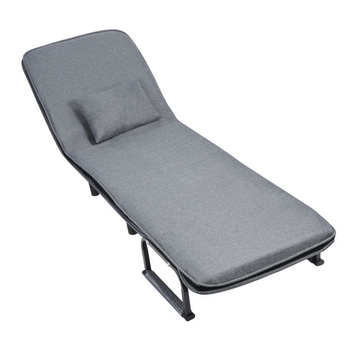 Fauteuil chauffeuse pliant 3 en 1 - CREMLANK - En éponge - GRIS - Dossier ergonomique - SALON - 68*65*80CM
