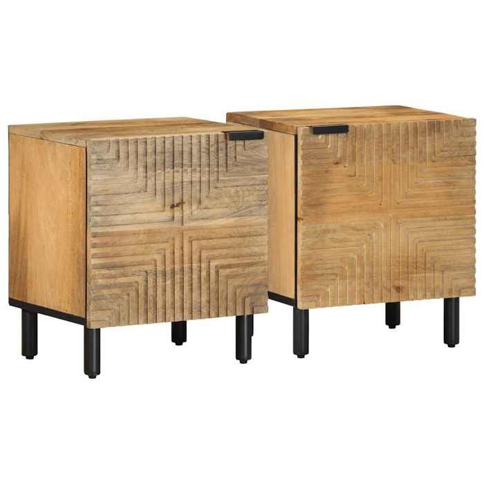 UU NEW*Lot de 2 chevets - Tables de chevet Table de nuit/dappoint 40x33x46 cm bois de manguier solide CHY9912068