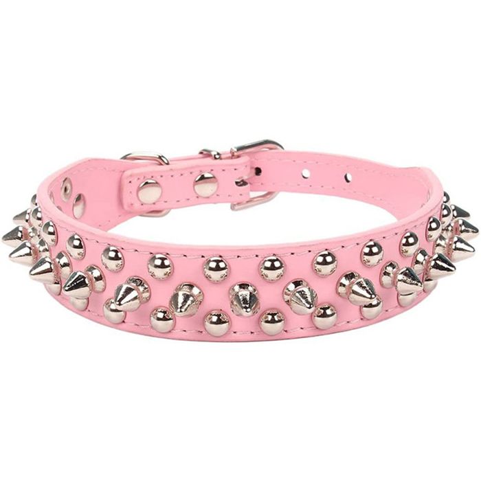 Comparer les prix de [Ande Online (Demande de vente) Collier anti-morsure pour animaux de compagnie à rivets [rose Taille L tour de cou réglable 41-47
