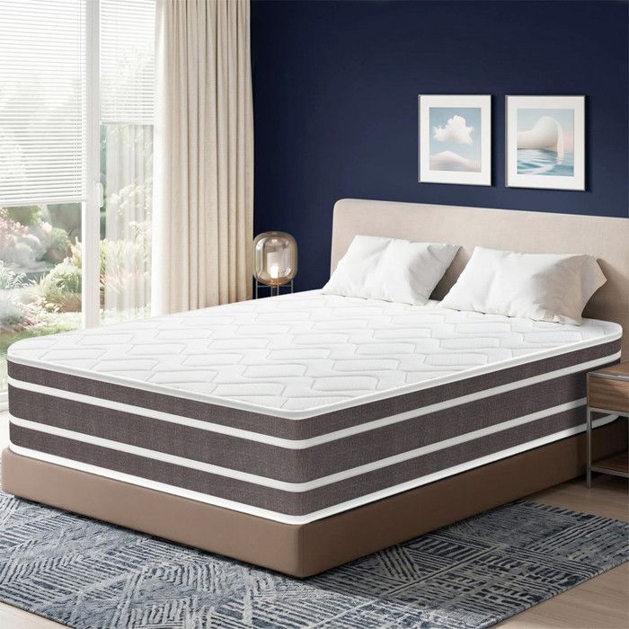 Matelas 140x190 cm Ép 27 cm Fermeté Moyenne Durable Soutien Parfait Respirant Oeko-TEX 10 ZonesRessorts ensachés
